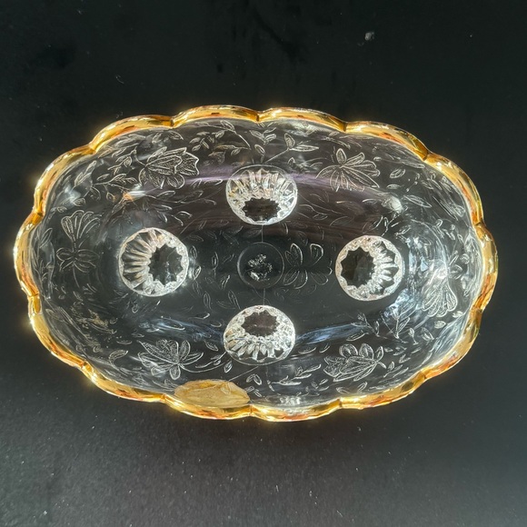 Vintage Jeanette 22kt Glass Clear Oval Bowl "Louisa" - Picture 4 of 6